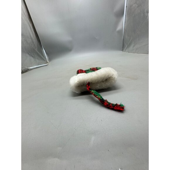 Plaid Mini Christmas Stocking With Faux Fur Cuff & Holly Accent READ - Picture 5 of 6